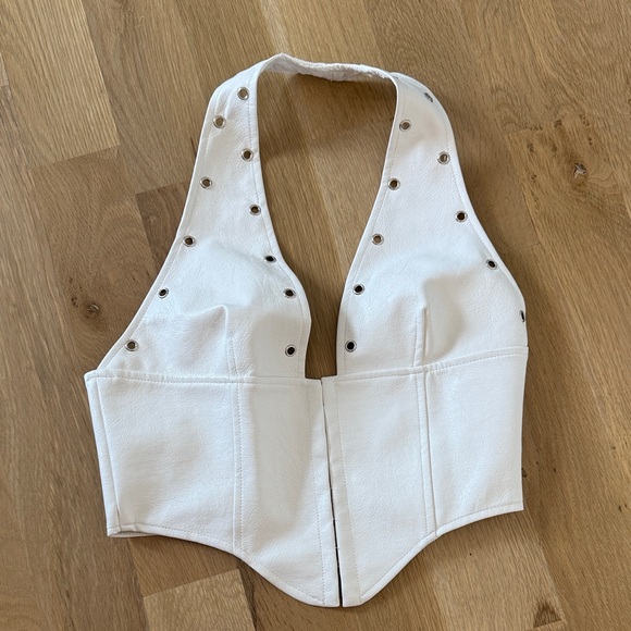 Princess Polly Tops - White Studded Halter Top